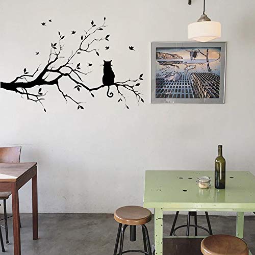 Lnrkai 14.2 x 22in Black Cat on Tree Branches Wall Decor Stickers Nursery Leaves, DIY Removable Wall Art Decal Mural Wallpaper Home Decoration for Living Room, Bedroom, Farmhouse, Bathroom Decor - Image 5
