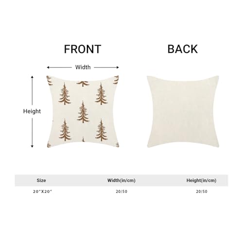 CXMEIFLY Christmas Pillow Covers 20x20 Inch Set of 2 Cream Brown Christmas Tree Decor Throw Pillows Winter Xmas Holiday Outdoor Cushion Cases for Couch Bed Decorations - Image 5