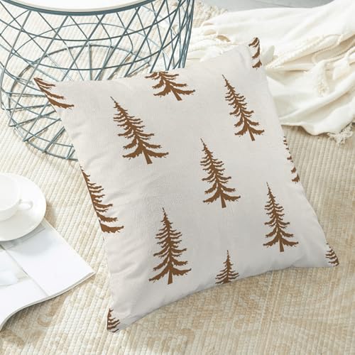 CXMEIFLY Christmas Pillow Covers 20x20 Inch Set of 2 Cream Brown Christmas Tree Decor Throw Pillows Winter Xmas Holiday Outdoor Cushion Cases for Couch Bed Decorations - Image 4