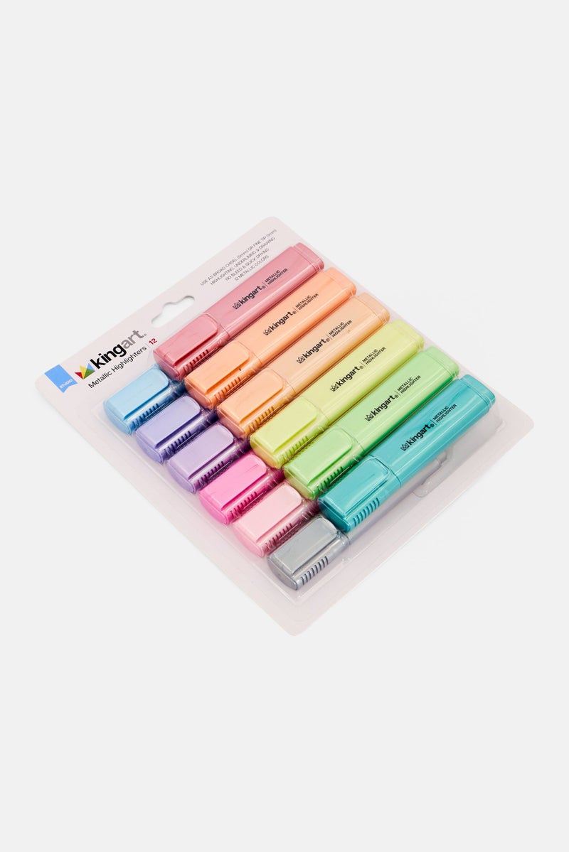 KINGART 12 Piece Metallic Highlighters, Multicolor  - Image 1