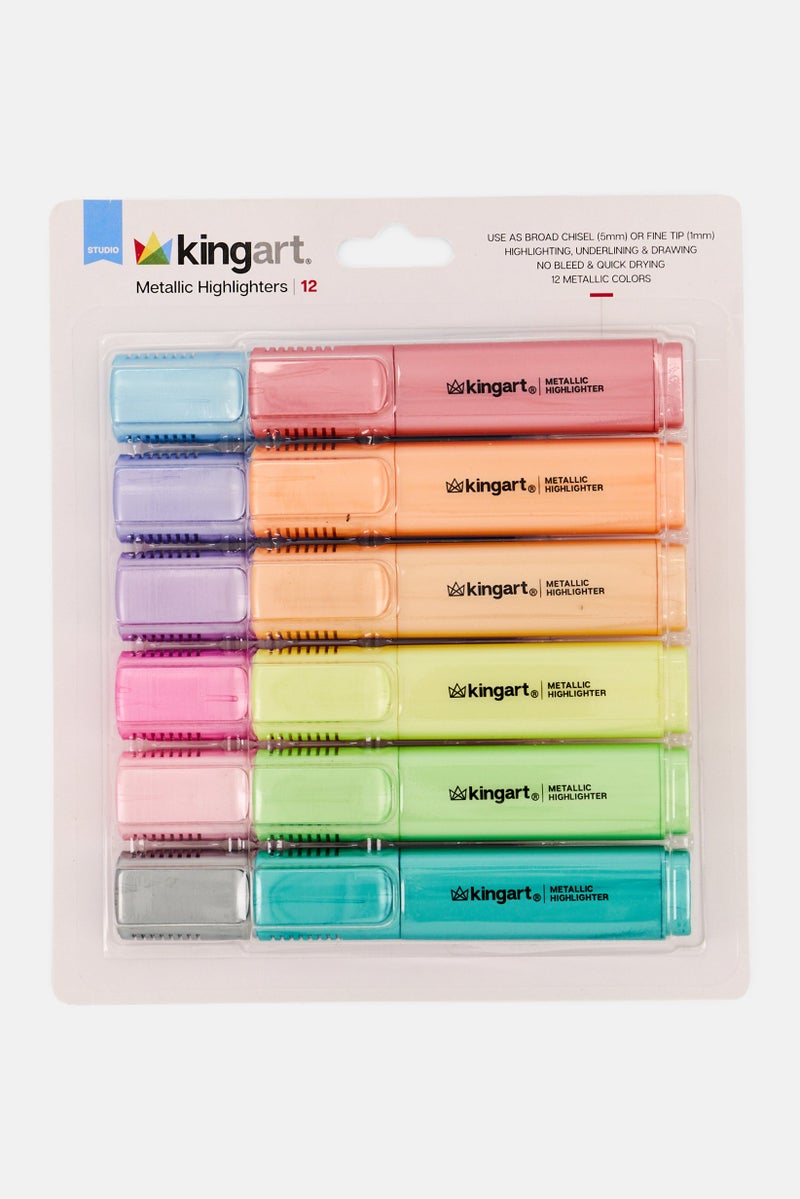 KINGART 12 Piece Metallic Highlighters, Multicolor  - Image 2