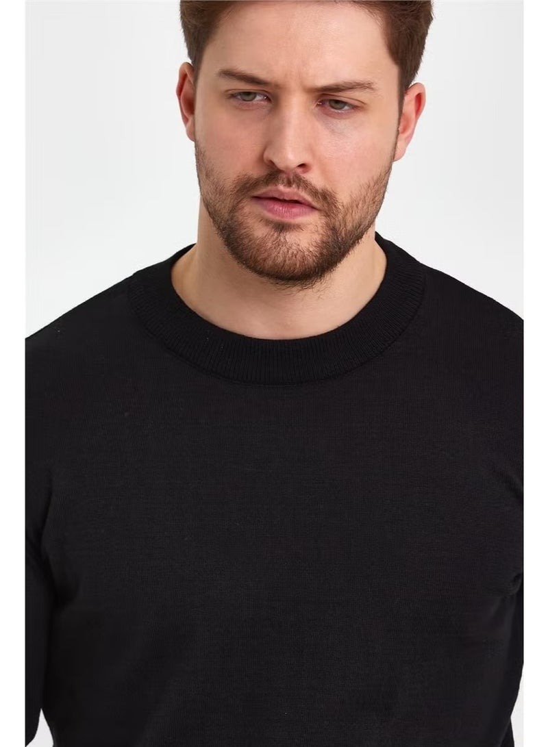Cool Tarz Cool Style Black Men's Half Turtleneck Plain Knitwear T-SHIRT-TRZ19129R05S - Image 3
