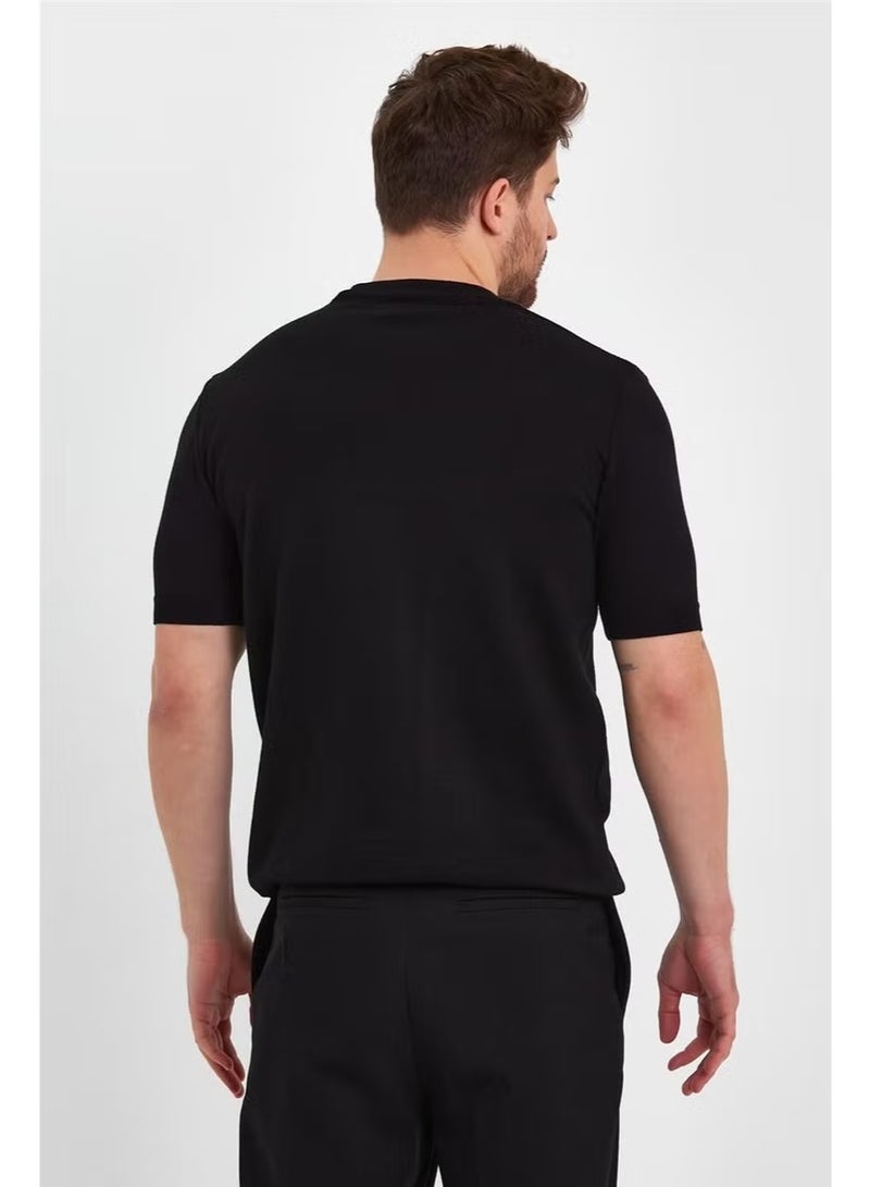 Cool Tarz Cool Style Black Men's Half Turtleneck Plain Knitwear T-SHIRT-TRZ19129R05S - Image 2