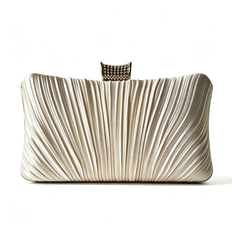 Women's Evening Clutch Bag with Pleated Rhinestones - Image 2