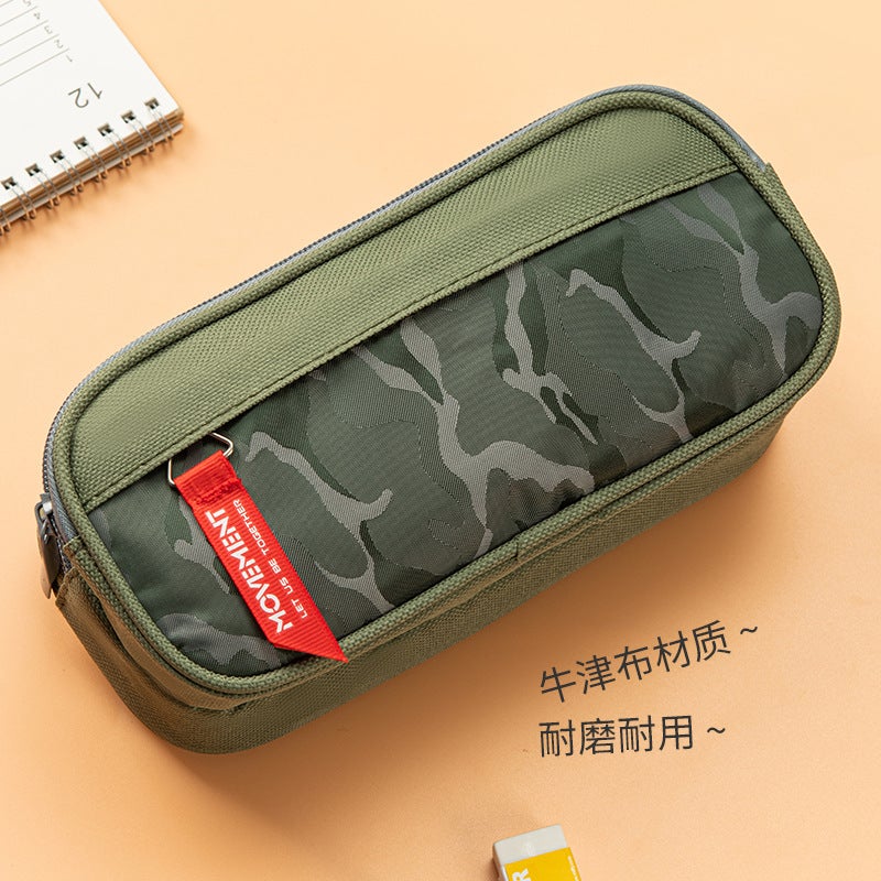 Camouflage Double Layer Pencil Case Boy Junior Senior High School Student Stationery Bag Simple Stationery Pencil Storage Pencil Case - Image 5