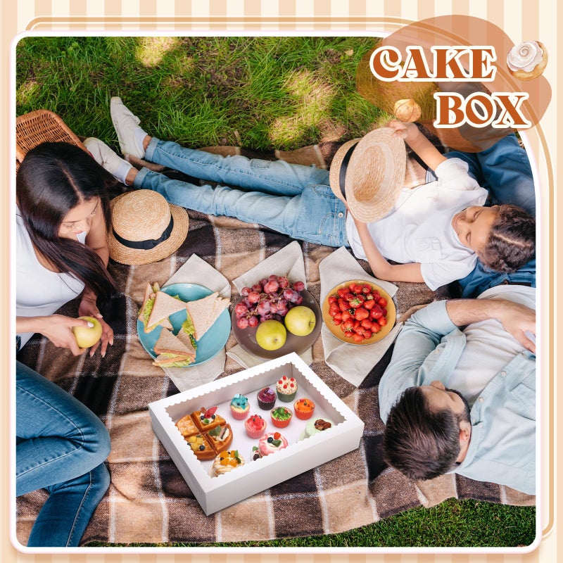 Sinload 10 Pcs 19x14x4 Inch Half Sheet Cake Boxes 5pcs Large Rectangle Bakery Boxes with 5pcs Cake Boards for Pastry Baking, Cupcakes, Donuts, Cookies, Pie Treat Packaging - Image 5