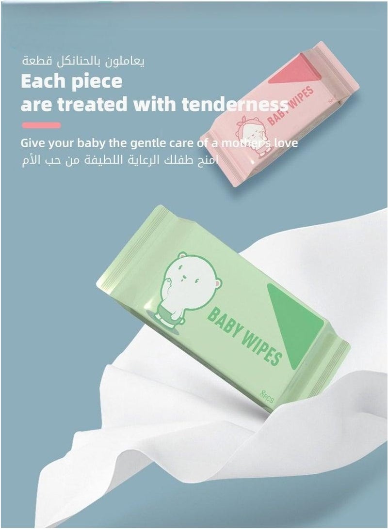 مناديل مبللة صغيرة محمولة، ورق تنظيف اليدين والفم للأطفال والطلاب والرضع بجودة عالية - Image 3