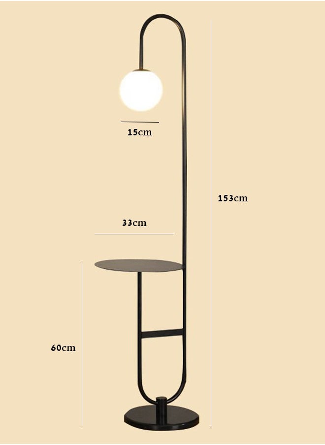 Floor Lamp, 3 Color Mode Floor Lamp White Glass Ball Floor Lamp, Tall Stand Up Light with Tray Couch suitable for Bedroom Bedside Home Decoration Black 153x33 cm - pzsku/Z1A5E758F2B1CA1EC6E04Z/45/_/1718355999/e701f3d5-e819-4d5d-b4e9-76bac4e7a443
