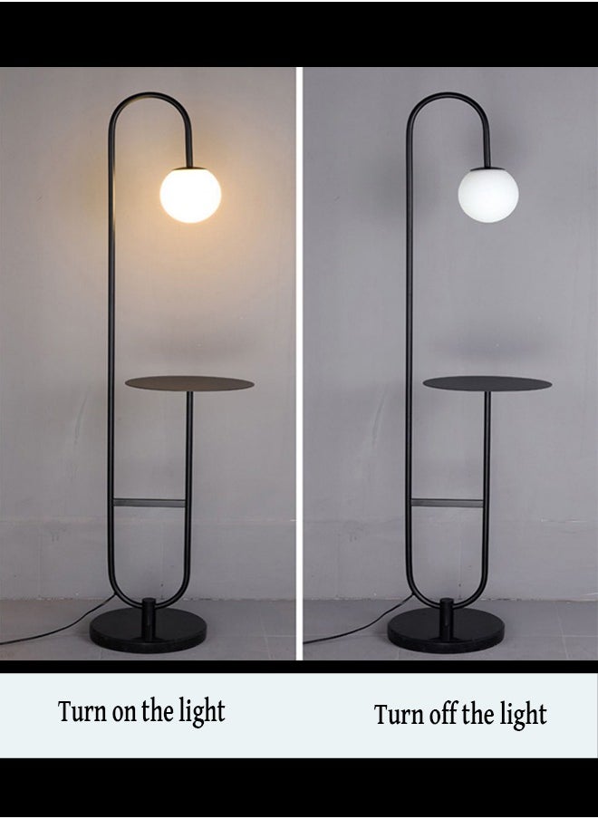 Floor Lamp, 3 Color Mode Floor Lamp White Glass Ball Floor Lamp, Tall Stand Up Light with Tray Couch suitable for Bedroom Bedside Home Decoration Black 153x33 cm - pzsku/Z1A5E758F2B1CA1EC6E04Z/45/_/1723779976/21da711c-77ba-4f40-beb0-2cce716dee5d