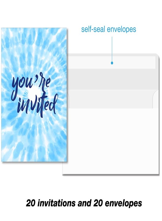 Soiceu Waterslide Birthday Party Invitations with Envelopes Set of 20 Blue Tie Dye Water Slide Birthday Party Invites for Boys - Image 4