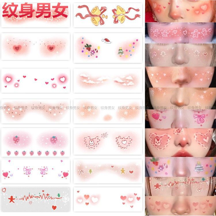 Christmas Halloween Makeup Tattoo Sticker Cute Snowflake Fawn Love Blush Face Sticker Elk Children'S Sticker - Image 2