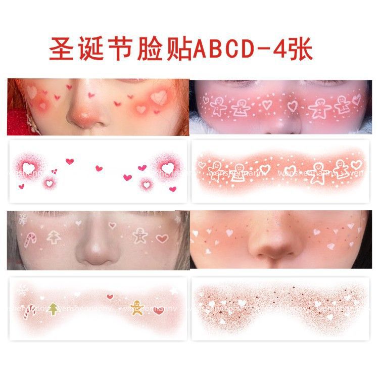 Christmas Halloween Makeup Tattoo Sticker Cute Snowflake Fawn Love Blush Face Sticker Elk Children'S Sticker - Image 4