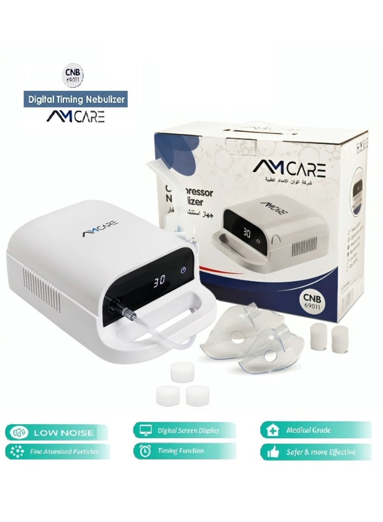 AMCARE Digital Nebulizer with Smart Digital Display Precise and Safe Respiratory Therapy in Your Home for Adults and Kids Low-Noise, Air Compression Nebulizer - Digital Technology for Respiratory Care CNB69011 - Image 1