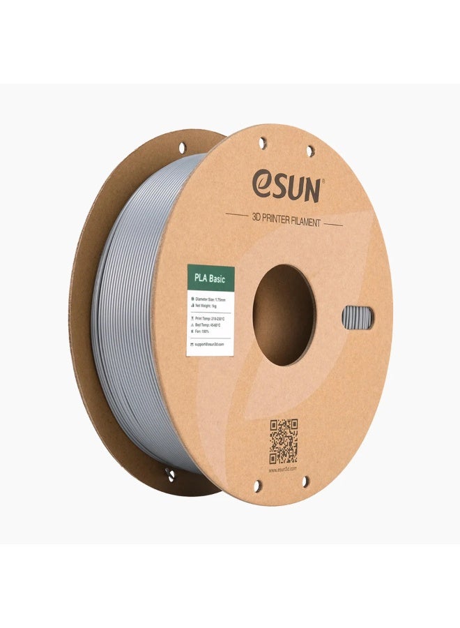 eSUN PLA Basic Filament 1.75 mm, 3D Printer Filament PLA Basic, Dimensional Accuracy +/- 0.03 mm, 1 kg Spool (2.2 lbs) 3D Printing Filament for 3D Printers, Silver
