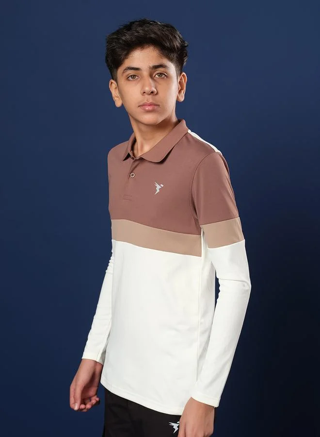 تكنوسبورت تيشيرت بولو بأكمام طويلة وتقنية الألوان المتداخلة من تكنوسبورت