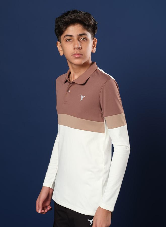 Technosport Color Block Long Sleeve Polo T-Shirt - Image 1