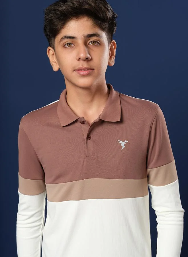 Technosport  Color Block Long Sleeve Polo T-Shirt for Men | Best Price UAE