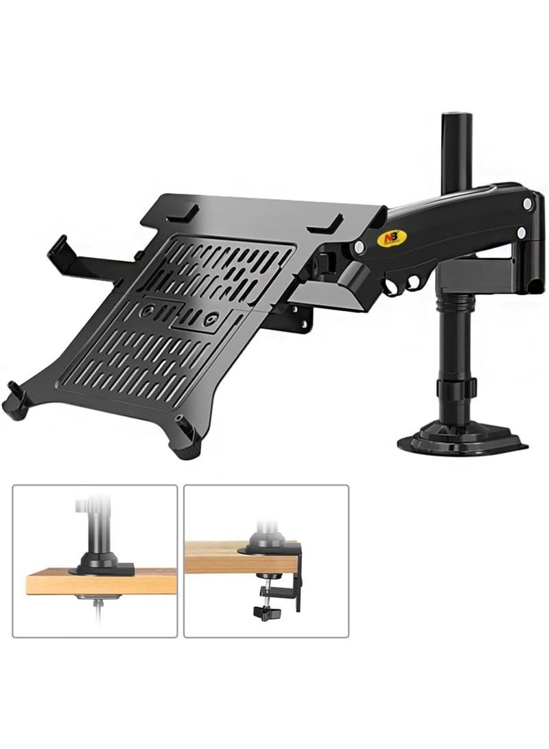 حامل لابتوب مكتبي قابل للتعديل بمساعد صدمات – مناسب لأجهزة من 10 إلى 17 بوصة - Image 2