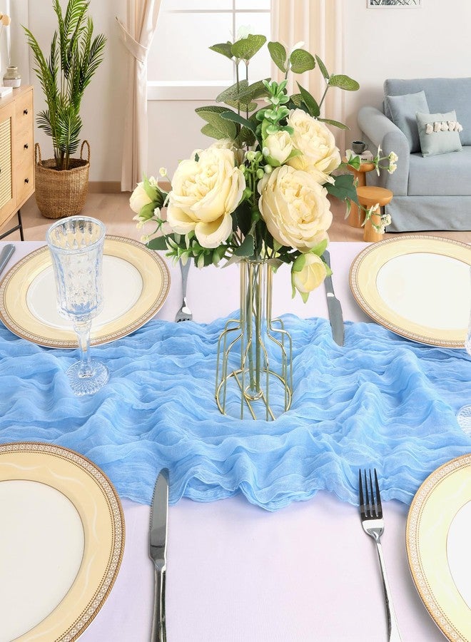 CKIKU 6 Pack 10FT Baby Blue Cheesecloth Table Runner 120 Inch Long Gauze Rustic Boho Cheese Cloth Table Runner Sheer Fabric for Wedding Party Birthday Bridal Baby Shower Centerpiece Home Decor - Image 4