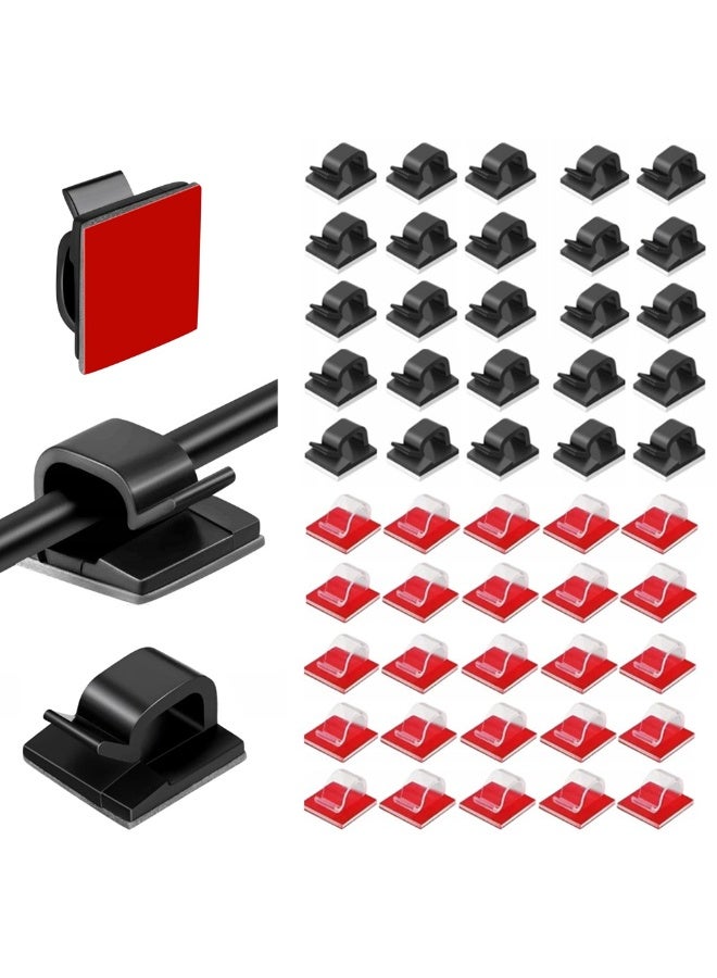 50Pcs Adhesive Cable Clips, Outdoor Christmas Decorations Hooks, Wall Wire Clips for Cable Management, Cord Hider Organizer for Under Desk, Wall, Car and Electric Wires - Image 1