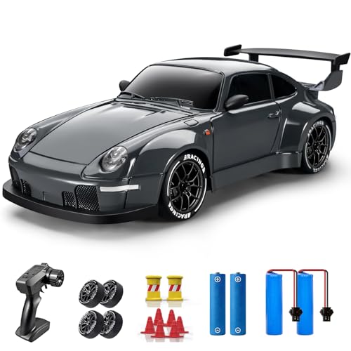 ACAMMZAR RC Drift Car 124 Remote Control Car for Kids 20KMH 4WD High Speed RC Cars with LED Lights Two Batteries Extra Drifting Tires Vehicle for Adults Boys Girls - Image 1