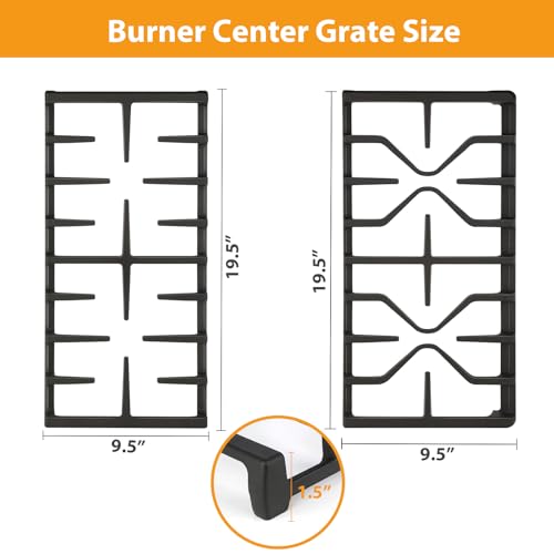 FlameDuty Upgraded WB31X27151 Side Grates WB31X27150 Center Grates Replacement for GE General Electric Stove Parts, WB31X24736 WB31X24737 Cast Iron Grate Cooktop Burner for JGBS66REKSS JGB735SPSS Stove Grate - Image 2