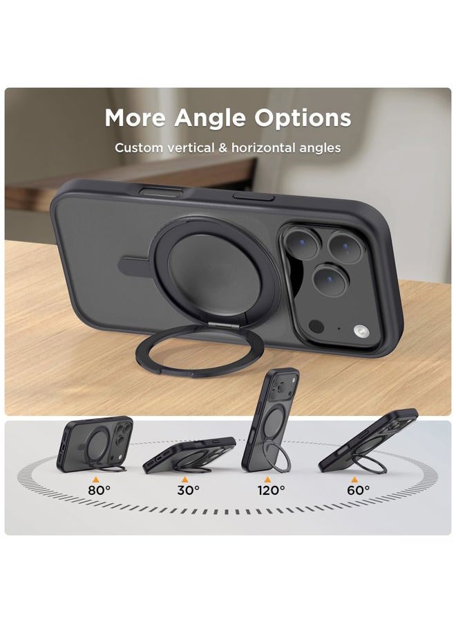 SURPHY for iPhone 17 Pro Case 6.3 Inch With Rotable Magnetic Ring Stand Compatible with MagSafe, Slim Matte Shockproof Phone Cover 6.3" 2025, Black - Image 4