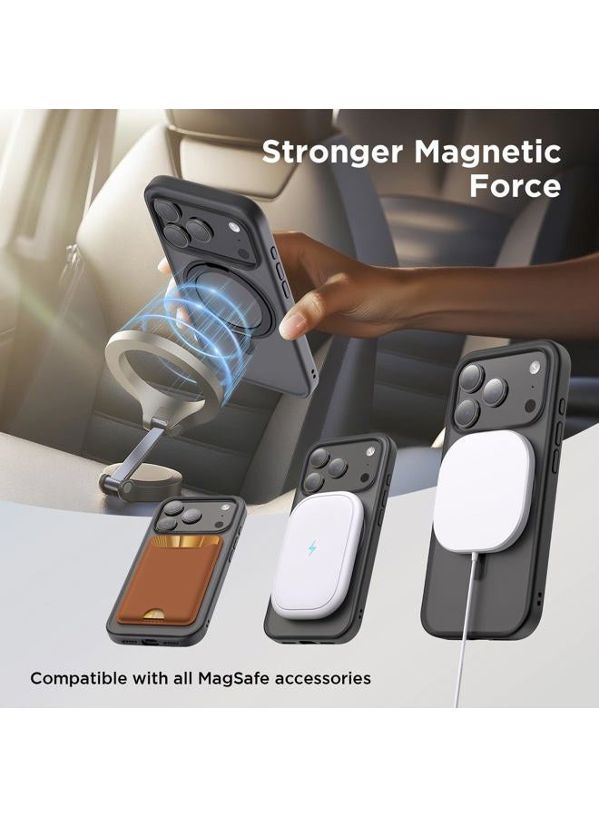 SURPHY for iPhone 17 Pro Case 6.3 Inch With Rotable Magnetic Ring Stand Compatible with MagSafe, Slim Matte Shockproof Phone Cover 6.3" 2025, Black - Image 5