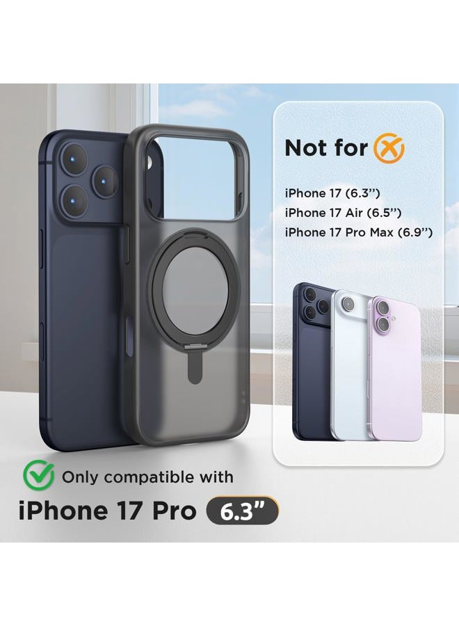 SURPHY for iPhone 17 Pro Case 6.3 Inch With Rotable Magnetic Ring Stand Compatible with MagSafe, Slim Matte Shockproof Phone Cover 6.3" 2025, Black - Image 2