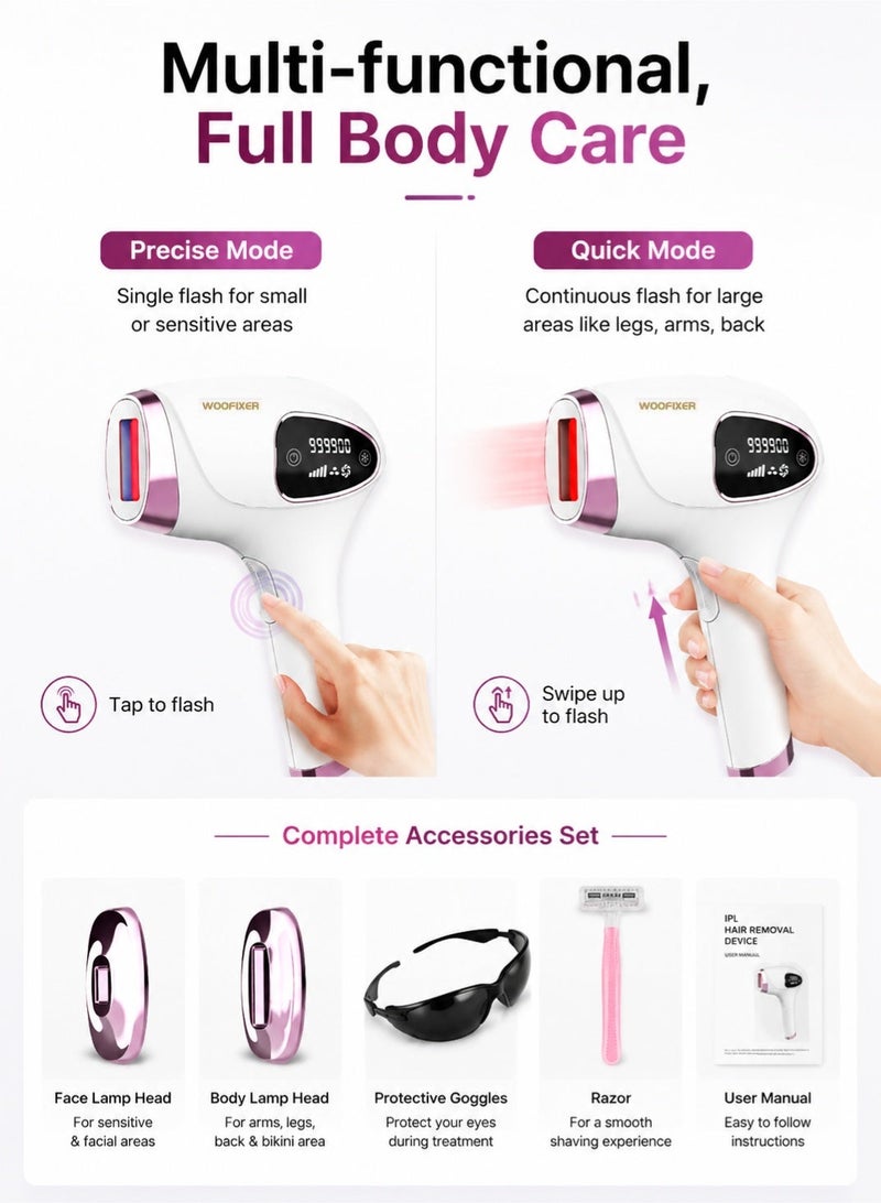 Woofixer Ice Cooling Laser Hair Removal Device, Upgraded High Energy Levels Laser Hair Removal For Women And Men - Image 4
