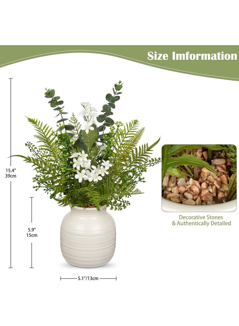 Artificial Plants & Flower Arrangement with Ceramic Vase, 39 cm Height - Image 3