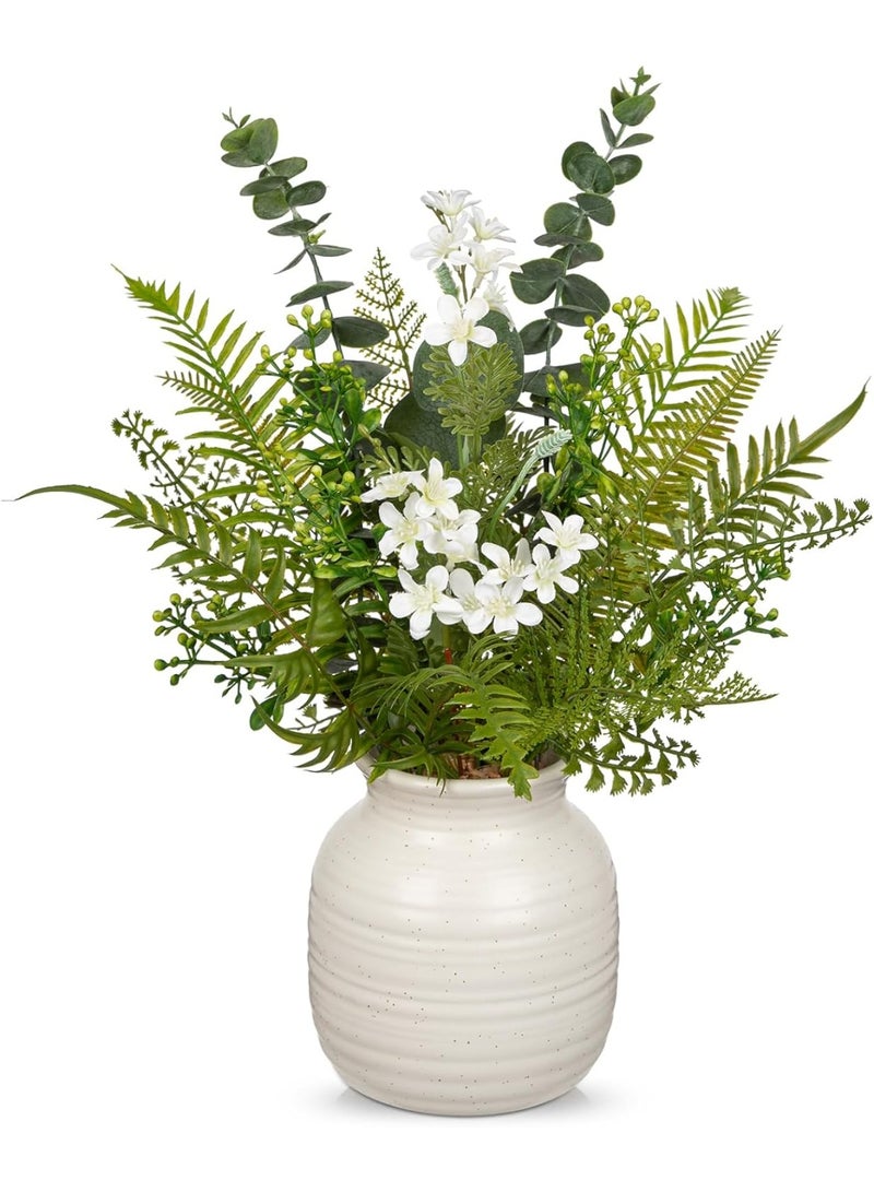 Artificial Plants & Flower Arrangement with Ceramic Vase, 39 cm Height - Image 1