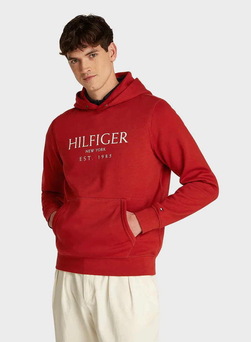 تومي هيلفيغر Logo Pocket Detail Hoodie