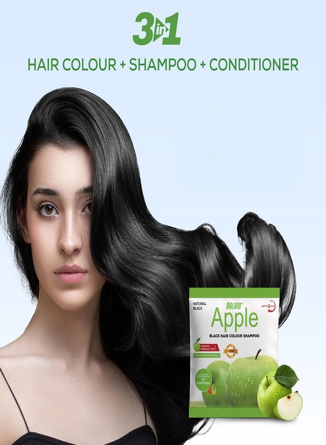 MALANO Apple 5-Min Natural Hair Color Shampoo Black | Ammonia Free Long Lasting Hair Color_No Hair Loss, Grey Coverage Hair Dye Shampoo for Women & Men (20MLx5) - Image 4