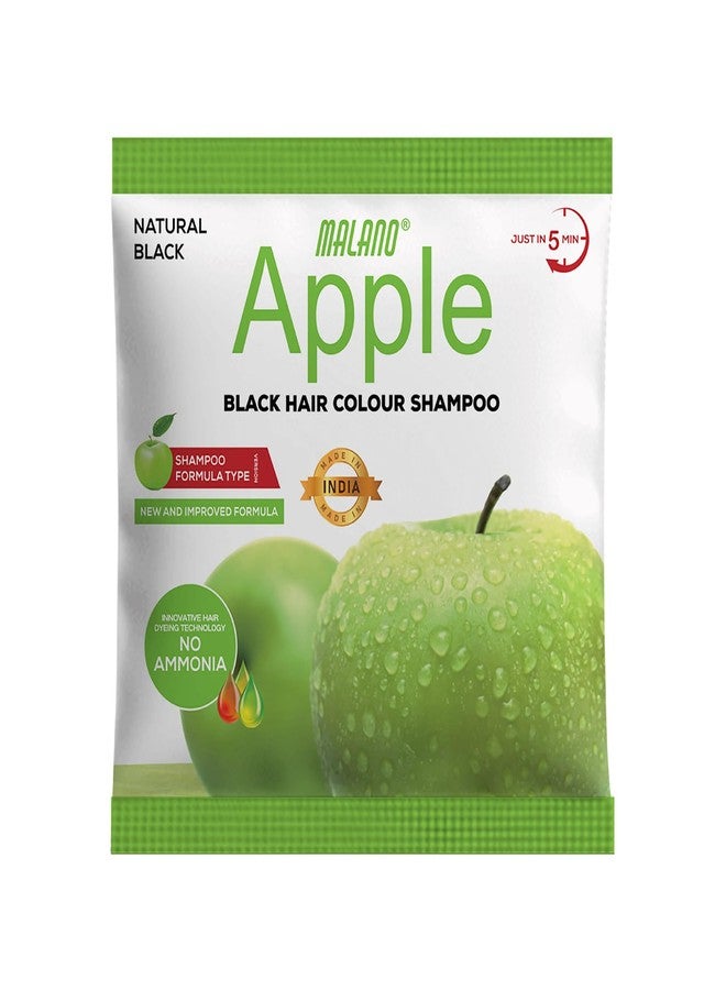 MALANO Apple 5-Min Natural Hair Color Shampoo Black | Ammonia Free Long Lasting Hair Color_No Hair Loss, Grey Coverage Hair Dye Shampoo for Women & Men (20MLx5) - Image 1