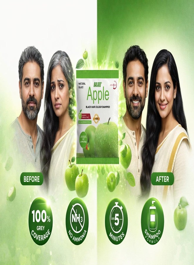 MALANO Apple 5-Min Natural Hair Color Shampoo Black | Ammonia Free Long Lasting Hair Color_No Hair Loss, Grey Coverage Hair Dye Shampoo for Women & Men (20MLx5) - Image 3