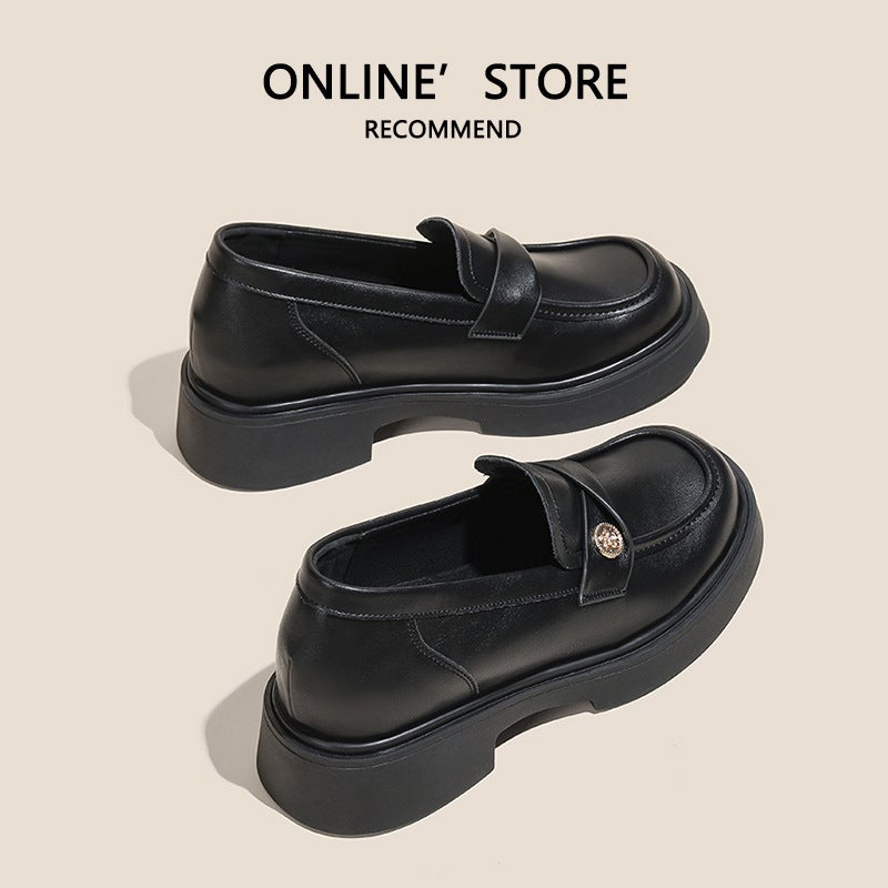 Really Soft Leather ~ Loafers Women'S 2025 Spring New Small Gold Coin Heightened Single Shoes British One-Pedal Small Leather Shoes - Image 5