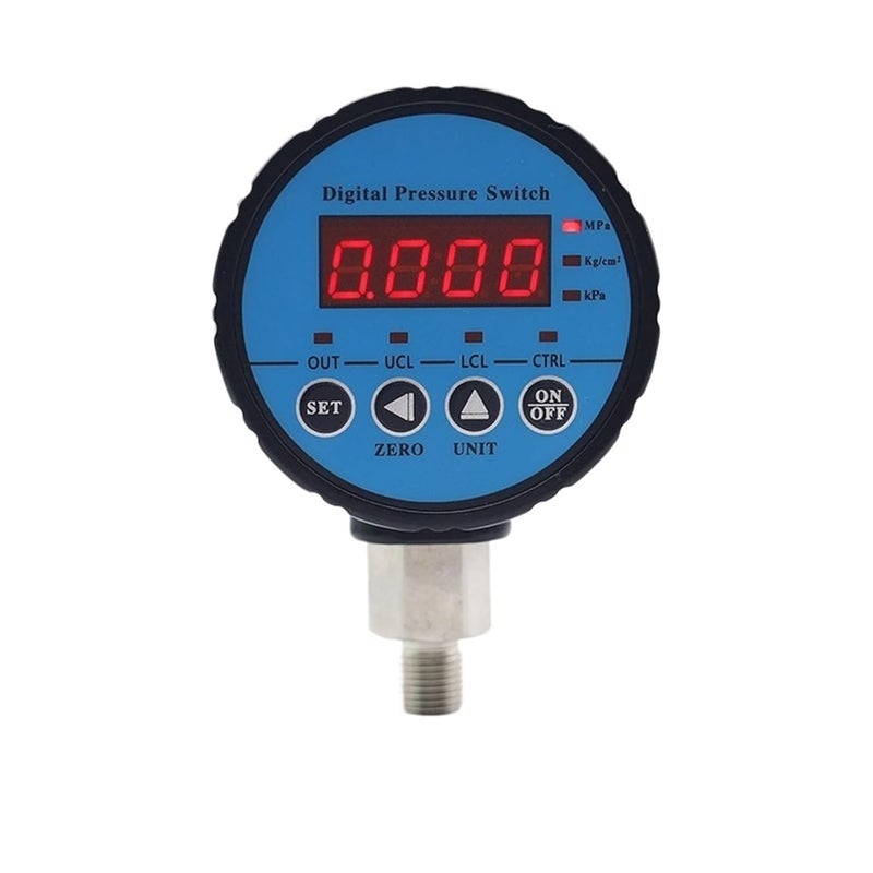 1pcs G1/4 Thread Pressure Gauge with 1 Relay Out 0-0.4Mpa/1.6Mpa 40Mpa Low or high Pressure Alarm Relay Pressure Switch(12VDC,0-1.6Mpa) - Image 1