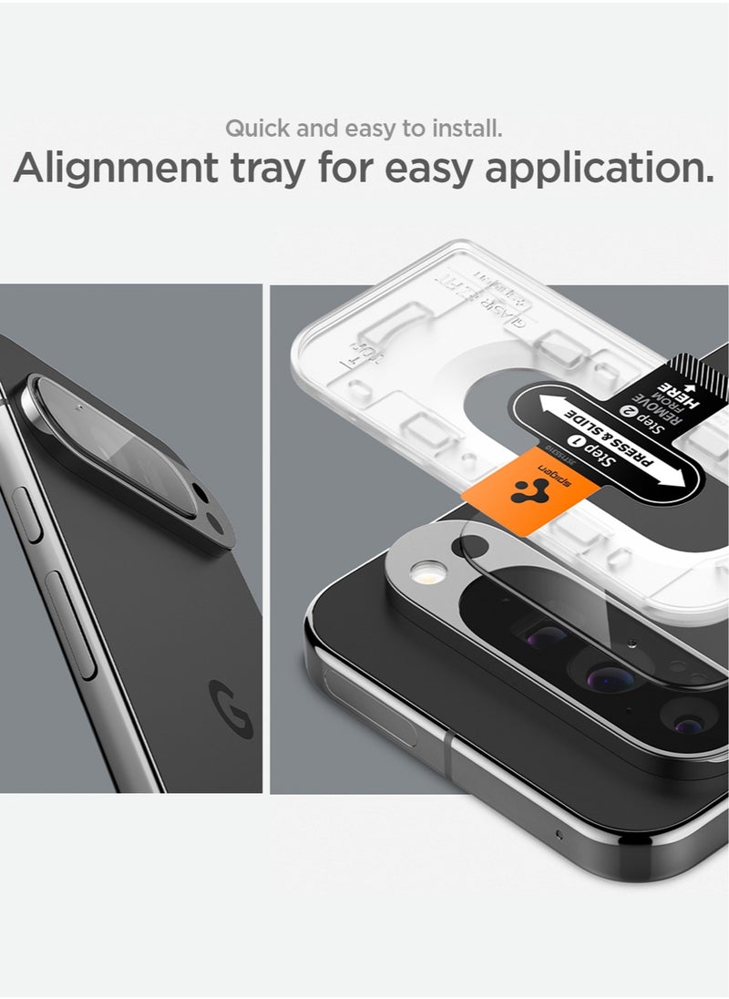 Spigen واقي عدسة الكاميرا GLASTR EZ Fit Optik Google Pixel 9 PRO [عبوة من قطعتين] - شفاف للغاية  - Image 5