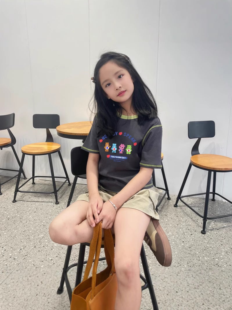 Girls Cotton Short-Sleeved T-Shirt Summer Children'S Cartoon Base Shirt Crewneck Half-Sleeved Top Trendy - Image 4