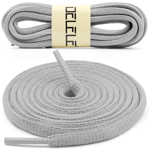 DELELE 2Pair Oval Shoes laces 42 Colors Half Round 1/4" Athletic ShoeLaces for Sport/Running Shoes Shoe Strings Gray -45 inch - Image 2