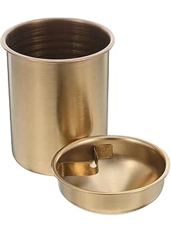 Golden Smokeless Ashtray Windproof Stainless Steel With Lid For Indoor Outdoor Car - Image 1