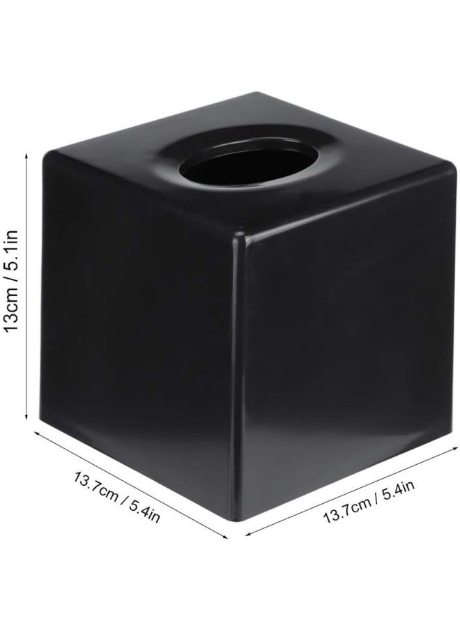 silvercnc Tissue Box Cover Square, Black Plastic Facial Tissue Holder Napkin Dispenser for Car Home Office Bathroom Vanity, 5.4 x 5.4 x 5.1in  - Image 3