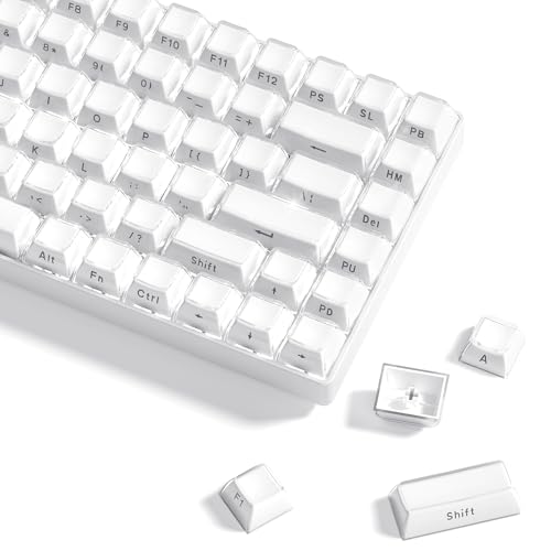 Womier Keycaps - Jelly Keycaps White 60 65 75 100 Percent, Side Printed Elegant Crystal Key caps, Custom 113 Keys OEM Profile for 61/68/84/87/98/100 Cherry Gateron MX Mechanical, White - Image 1