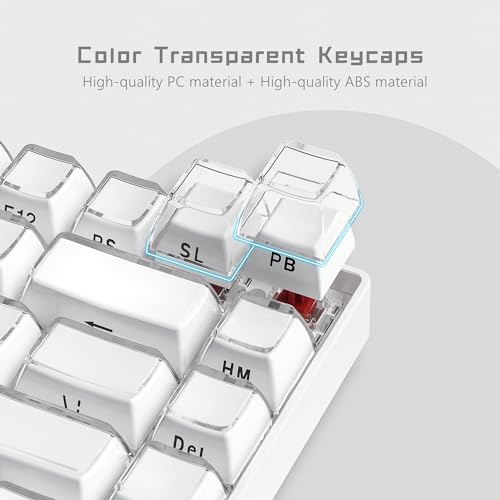 Womier Keycaps - Jelly Keycaps White 60 65 75 100 Percent, Side Printed Elegant Crystal Key caps, Custom 113 Keys OEM Profile for 61/68/84/87/98/100 Cherry Gateron MX Mechanical, White - Image 2