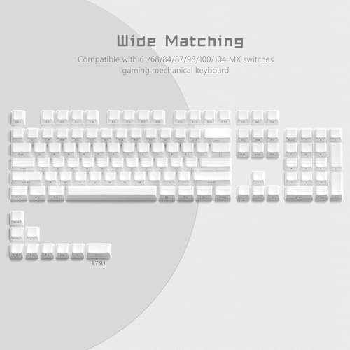 Womier Keycaps - Jelly Keycaps White 60 65 75 100 Percent, Side Printed Elegant Crystal Key caps, Custom 113 Keys OEM Profile for 61/68/84/87/98/100 Cherry Gateron MX Mechanical, White - Image 5