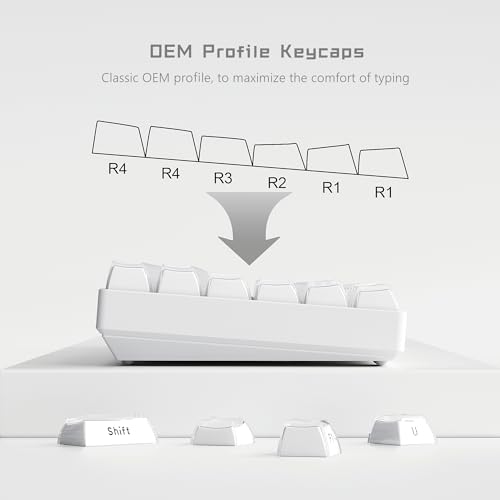 Womier Keycaps - Jelly Keycaps White 60 65 75 100 Percent, Side Printed Elegant Crystal Key caps, Custom 113 Keys OEM Profile for 61/68/84/87/98/100 Cherry Gateron MX Mechanical, White - Image 4