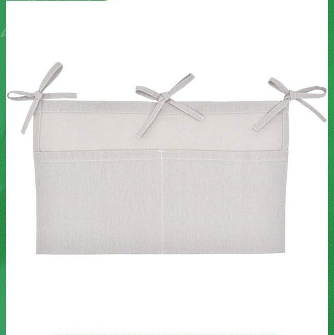 Linen Baby Bedside Hanging Storage Bag,2 Pockets Organizer for Baby Cribs and Toys,Side Hanging Storage Bag for Crib,Multifunctional Diaper Bag,Toy Storage Bag - Image 5