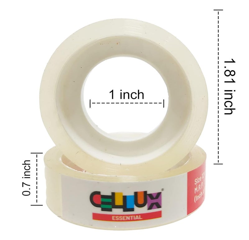 CELLUX 12 Rolls Essential Transparent Tape Refills, Clear Tape, Cello Tape, All-Purpose Transparent Glossy Tape for Office, Home, School - 0.5" Inch X 9 Meter Per Roll - Image 2