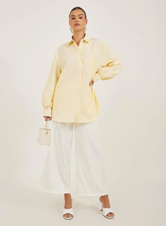 Take Two Solid Long Sleeves Oversized Shirt